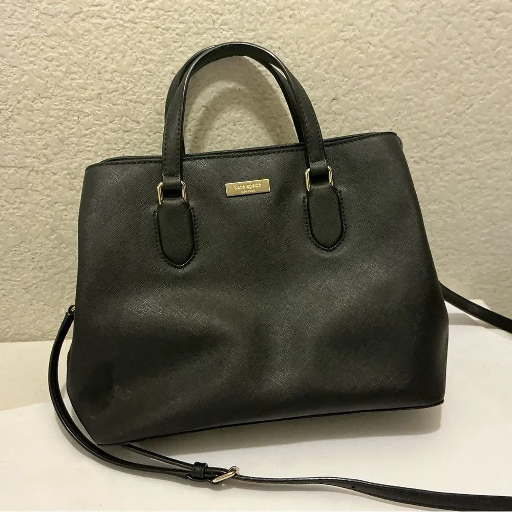 Kate Spade Black Satchel Bag crossbody multi compartment